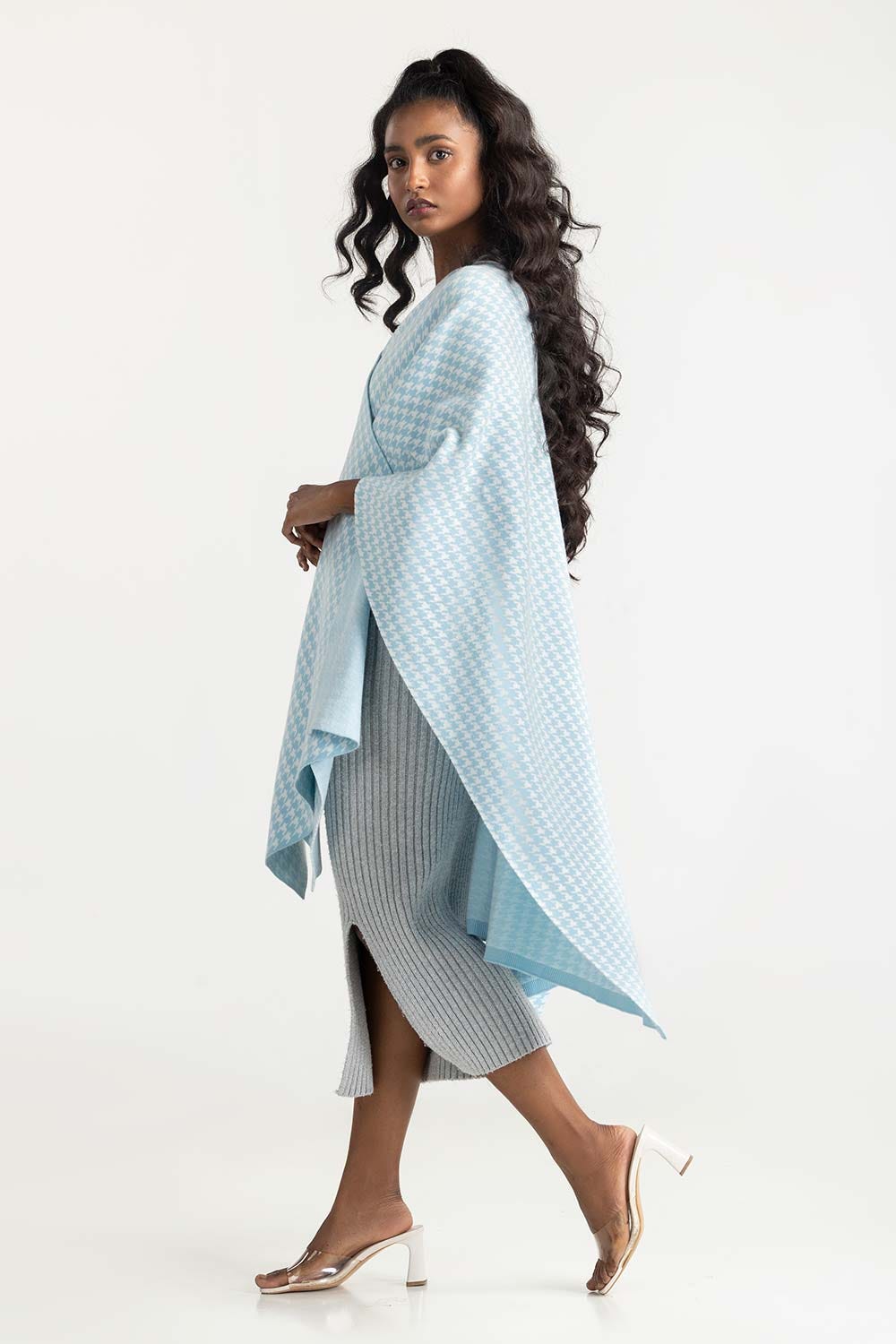 Blue And White Cape Shawl 224-211-089