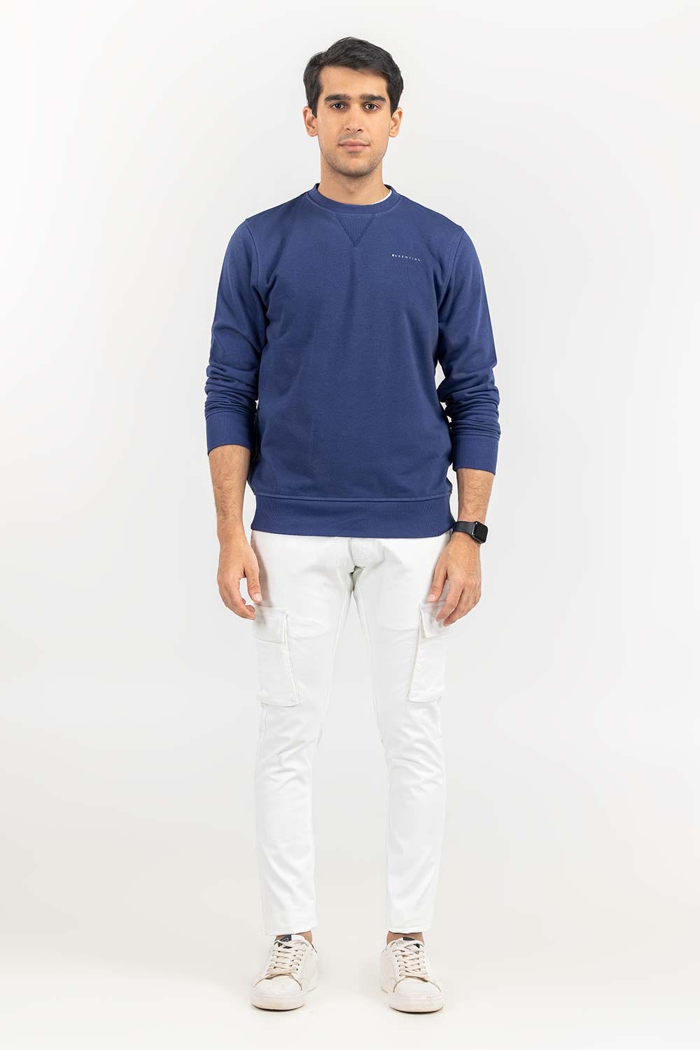 Blue Basic Crew Neck SweatShirt SWS-B22-002