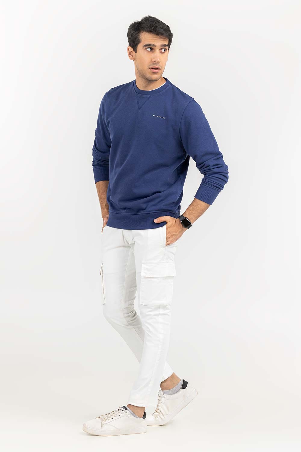 Blue Basic Crew Neck SweatShirt SWS-B22-002