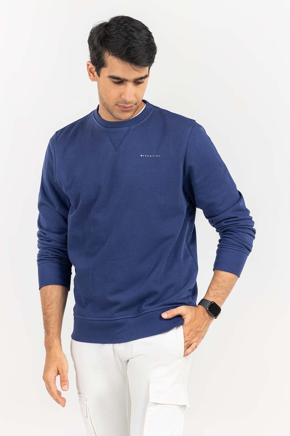 Blue Basic Crew Neck SweatShirt SWS-B22-002