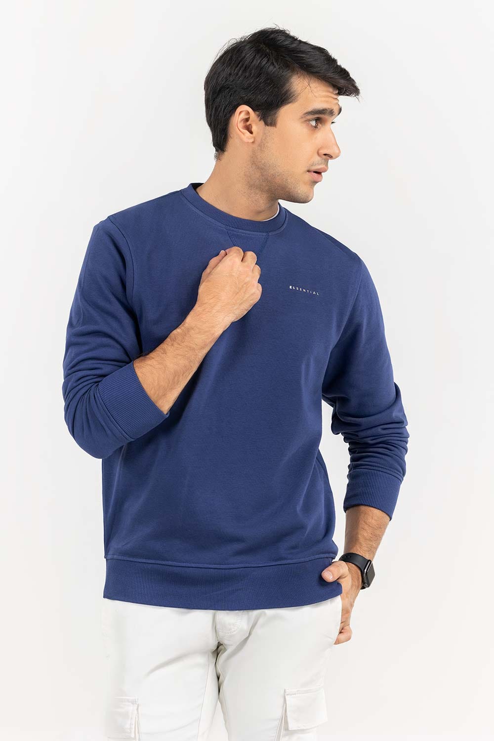 Blue Basic Crew Neck SweatShirt SWS-B22-002