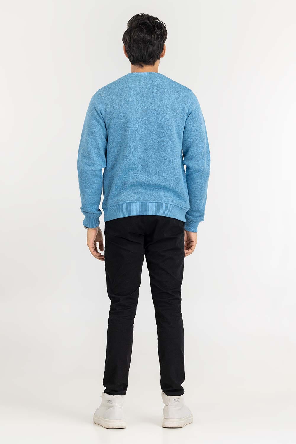 Blue Basic Knitted Sweat Shirt SWS-B22-088