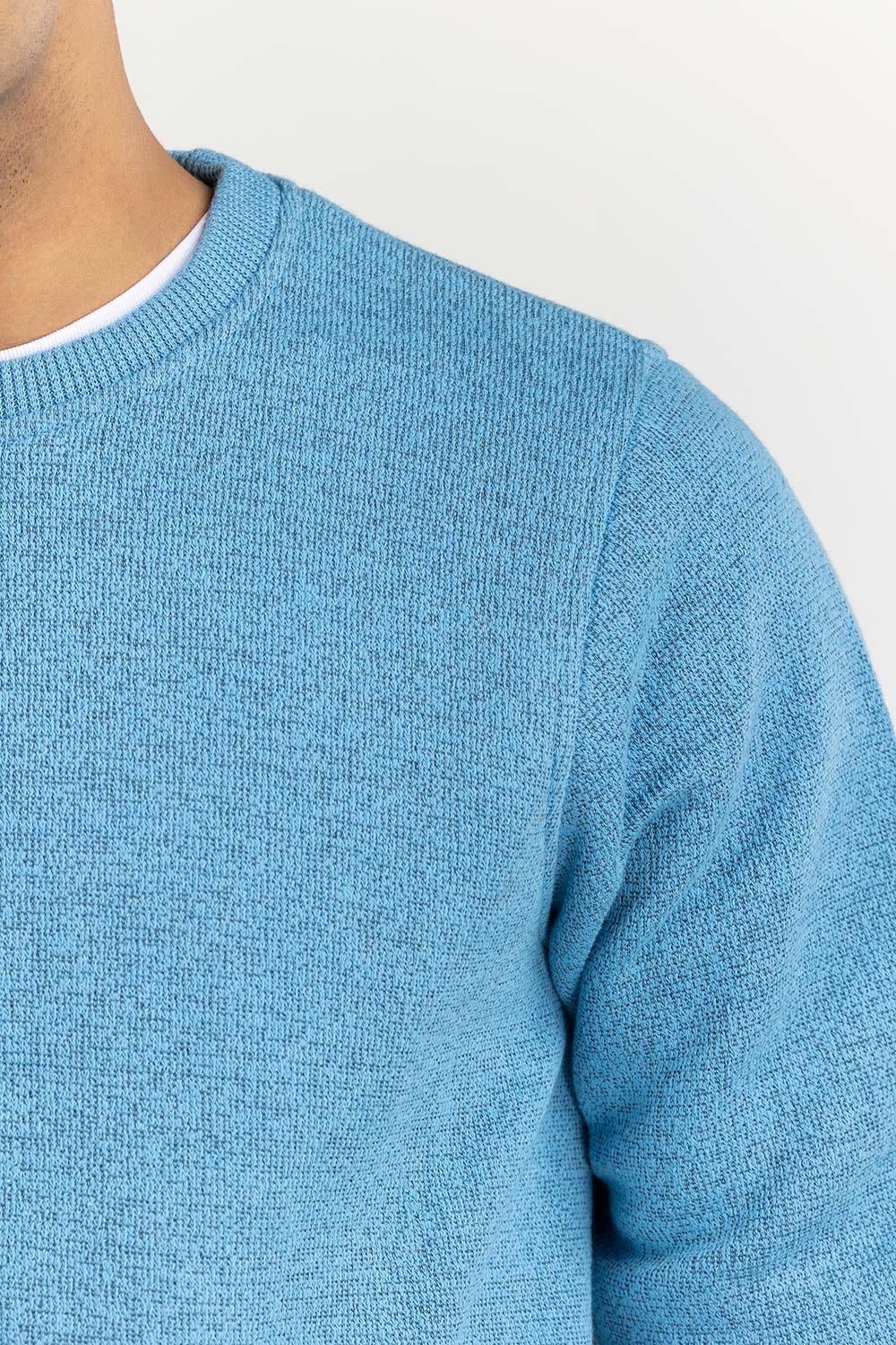 Blue Basic Knitted Sweat Shirt SWS-B22-088