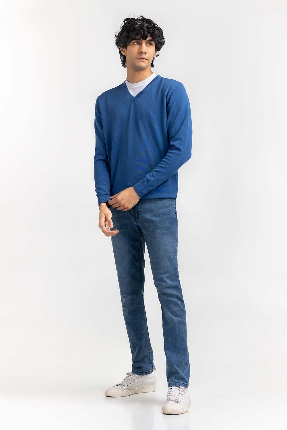 Blue Basic V Neck Sweater SWT-BFSVN-22-007