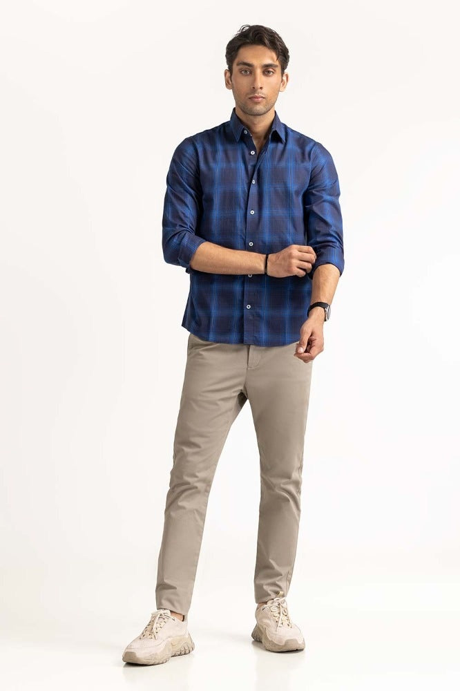Blue Black Yarn Dyed Casual Shirt MN-CS-YD23-021