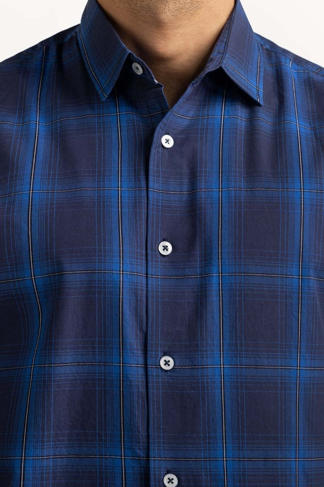 Blue Black Yarn Dyed Casual Shirt MN-CS-YD23-021