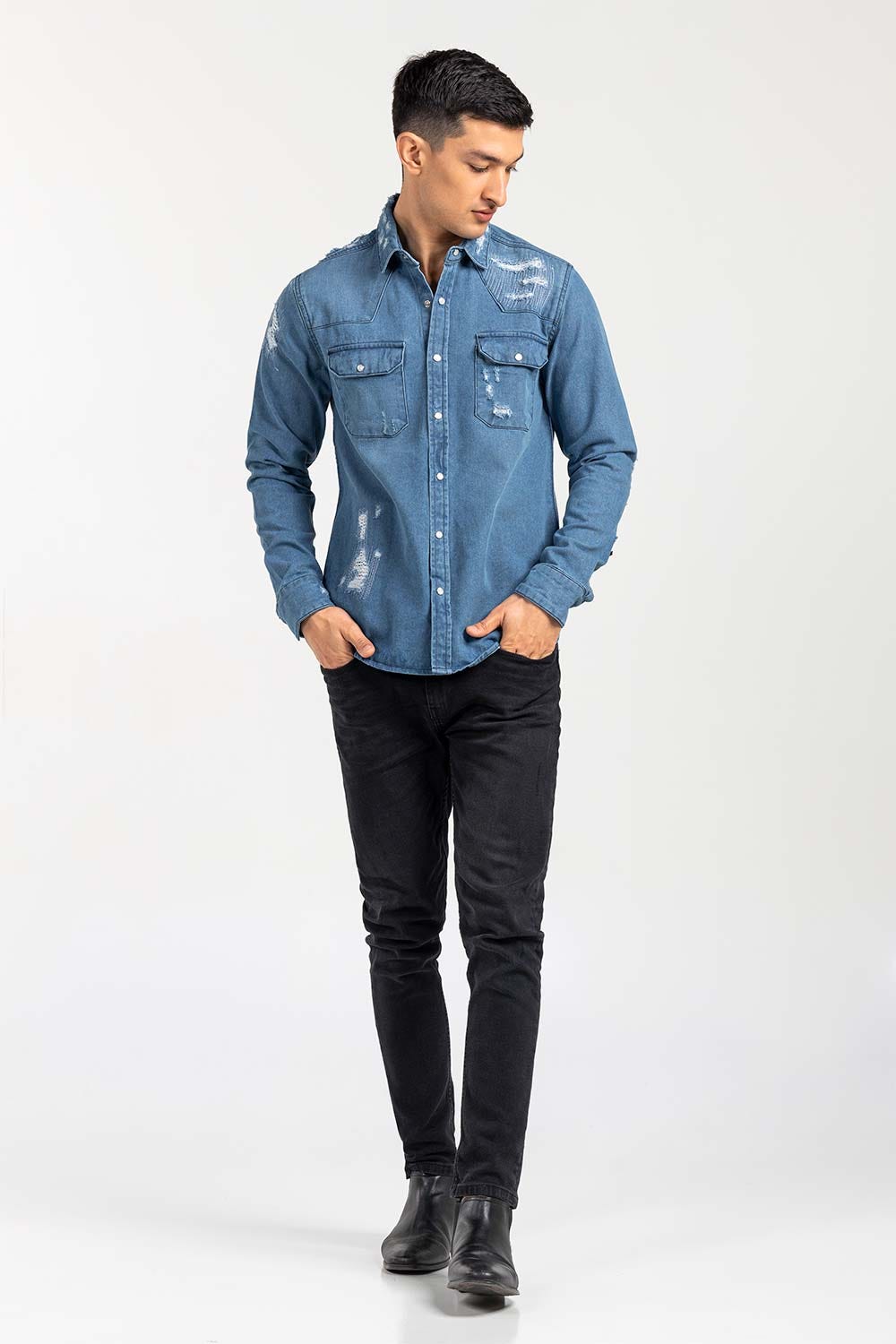 Blue Casual Shirt Denim M-DNM-S-005 CS