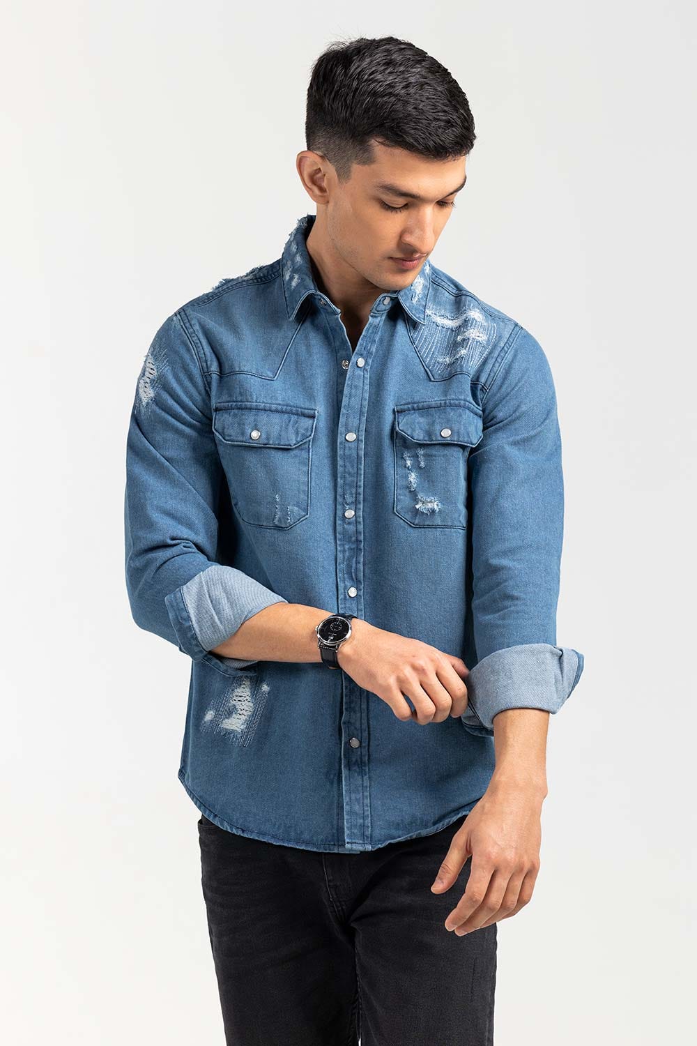 Blue Casual Shirt Denim M-DNM-S-005 CS
