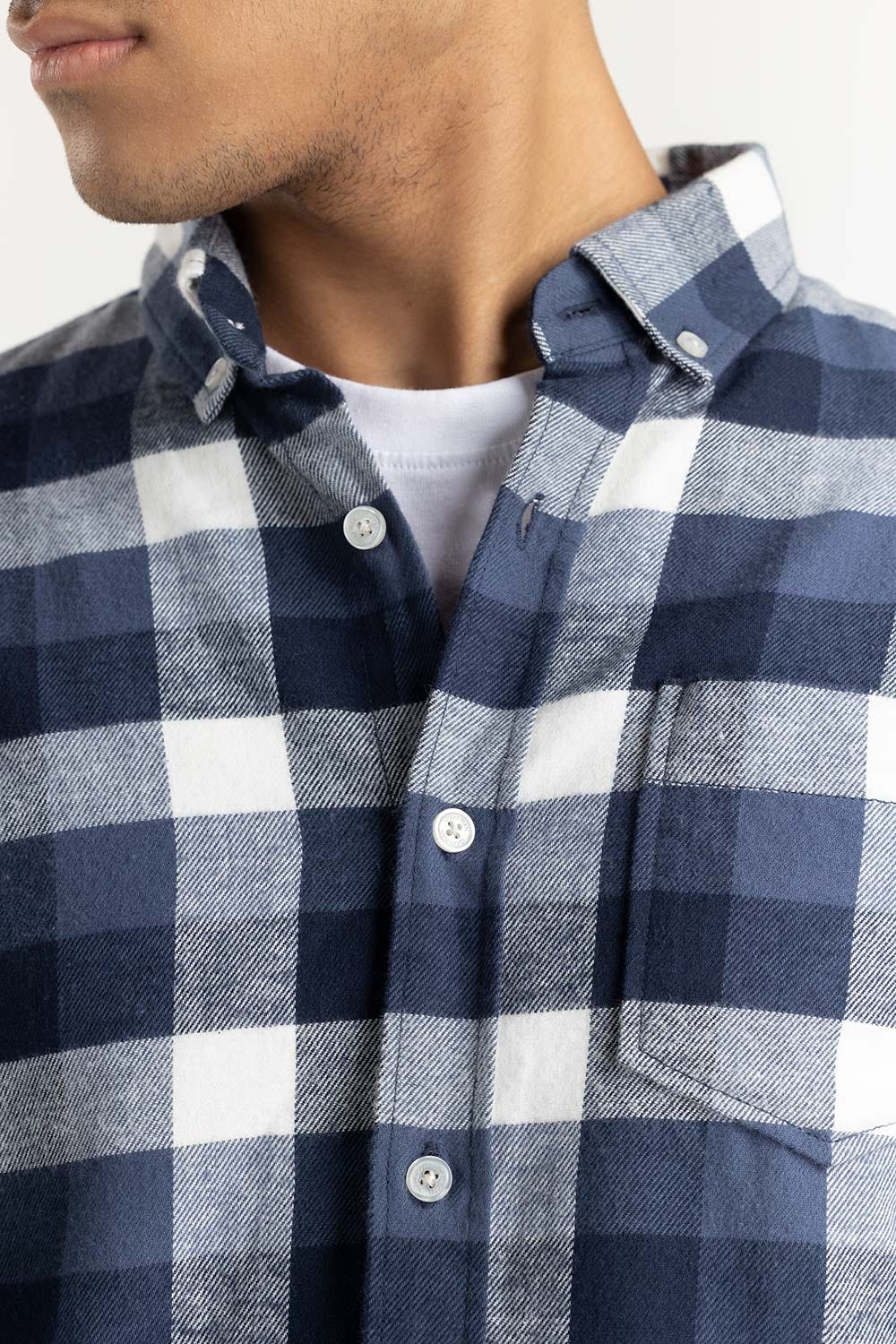 Blue Checkered Button-Down Shirt 224-117-022