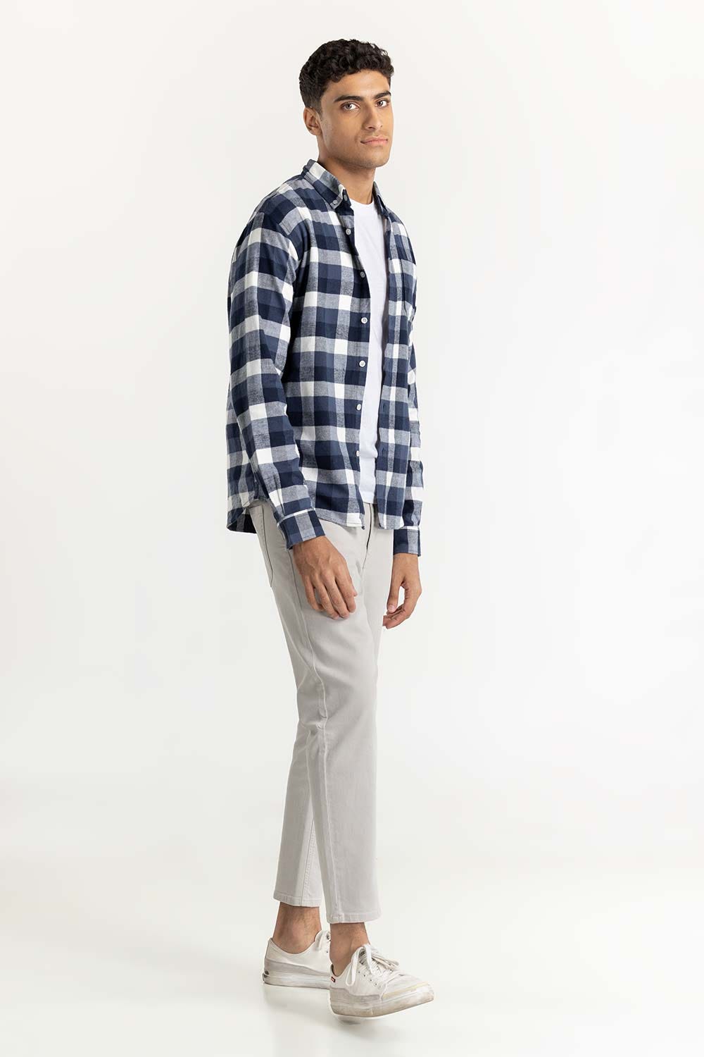 Blue Checkered Button-Down Shirt 224-117-022