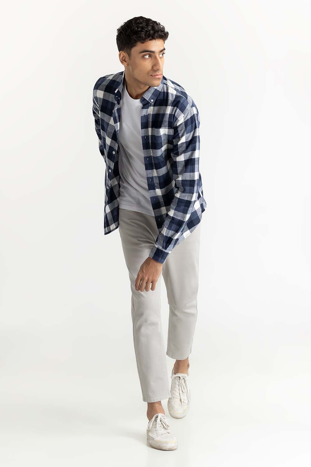 Blue Checkered Button-Down Shirt 224-117-022