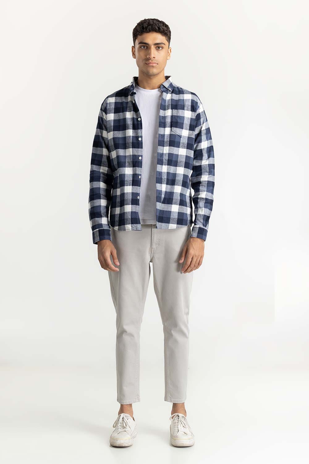 Blue Checkered Button-Down Shirt 224-117-022