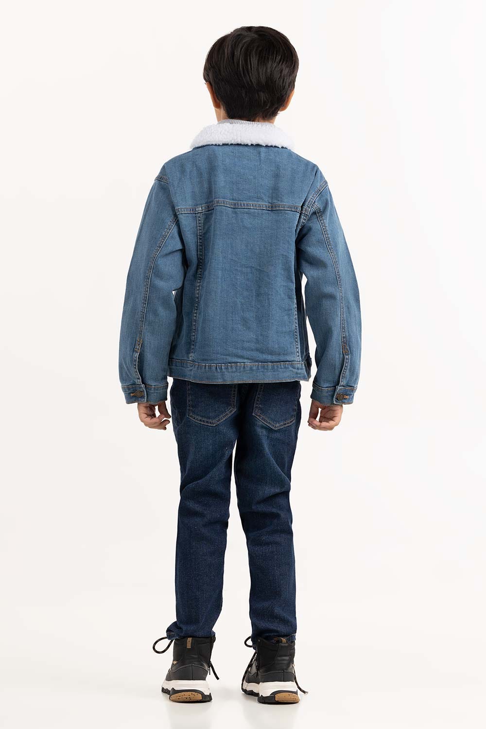 Toddler Boy Blue Collared Denim Jacket 224-510-039