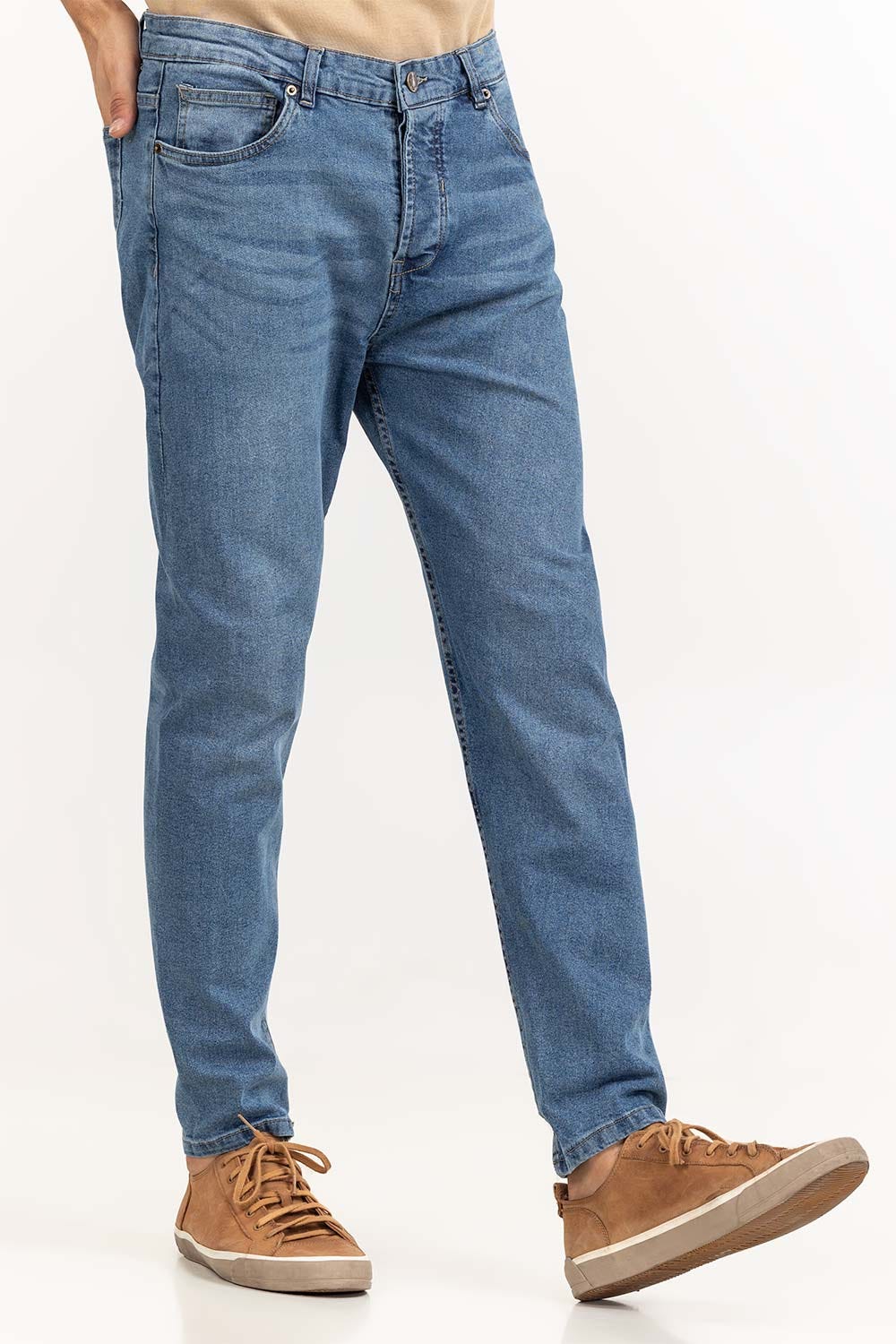 Blue Denim Carrot Jeans 224-121-010