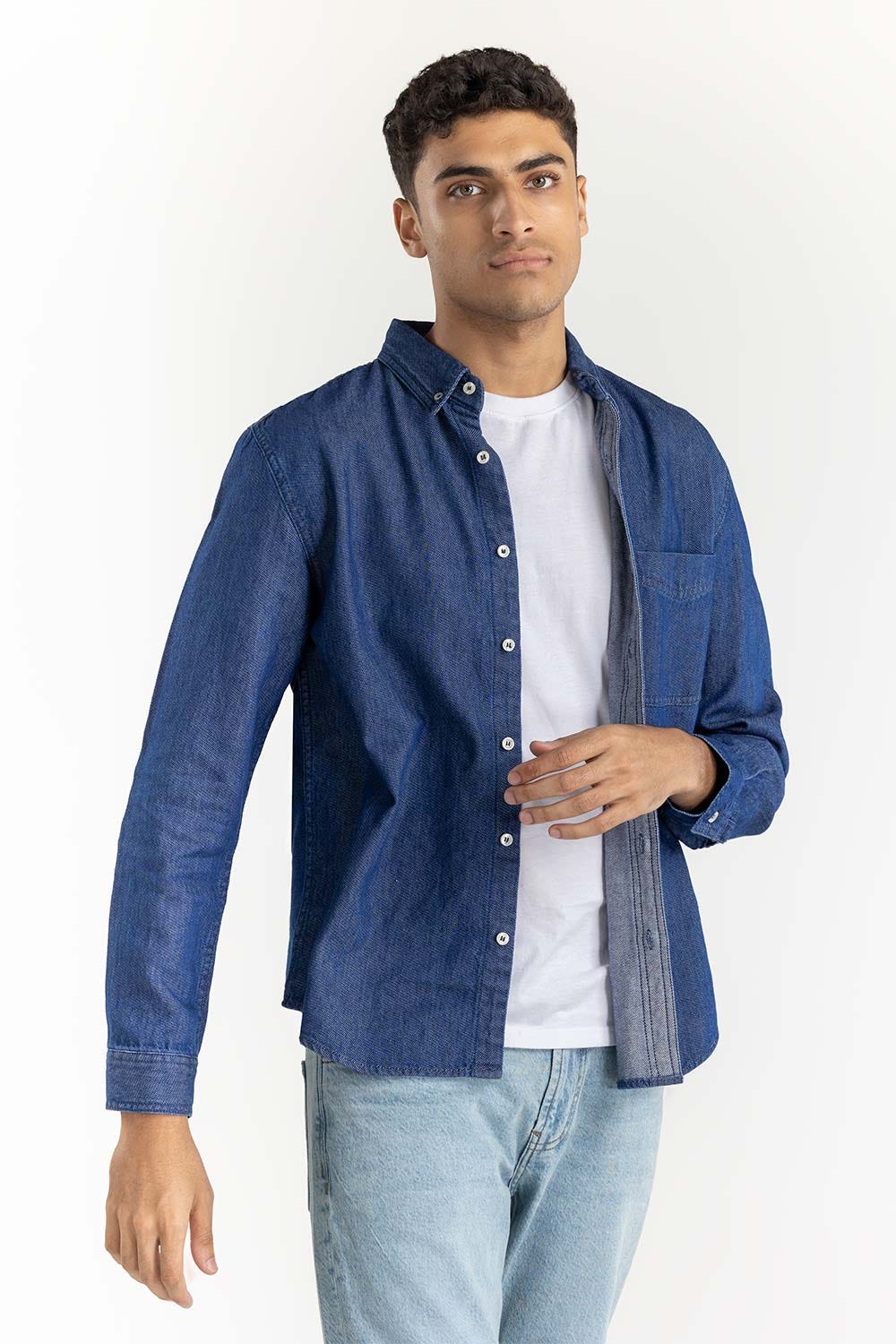 Blue Denim Overshirt 224-117-005