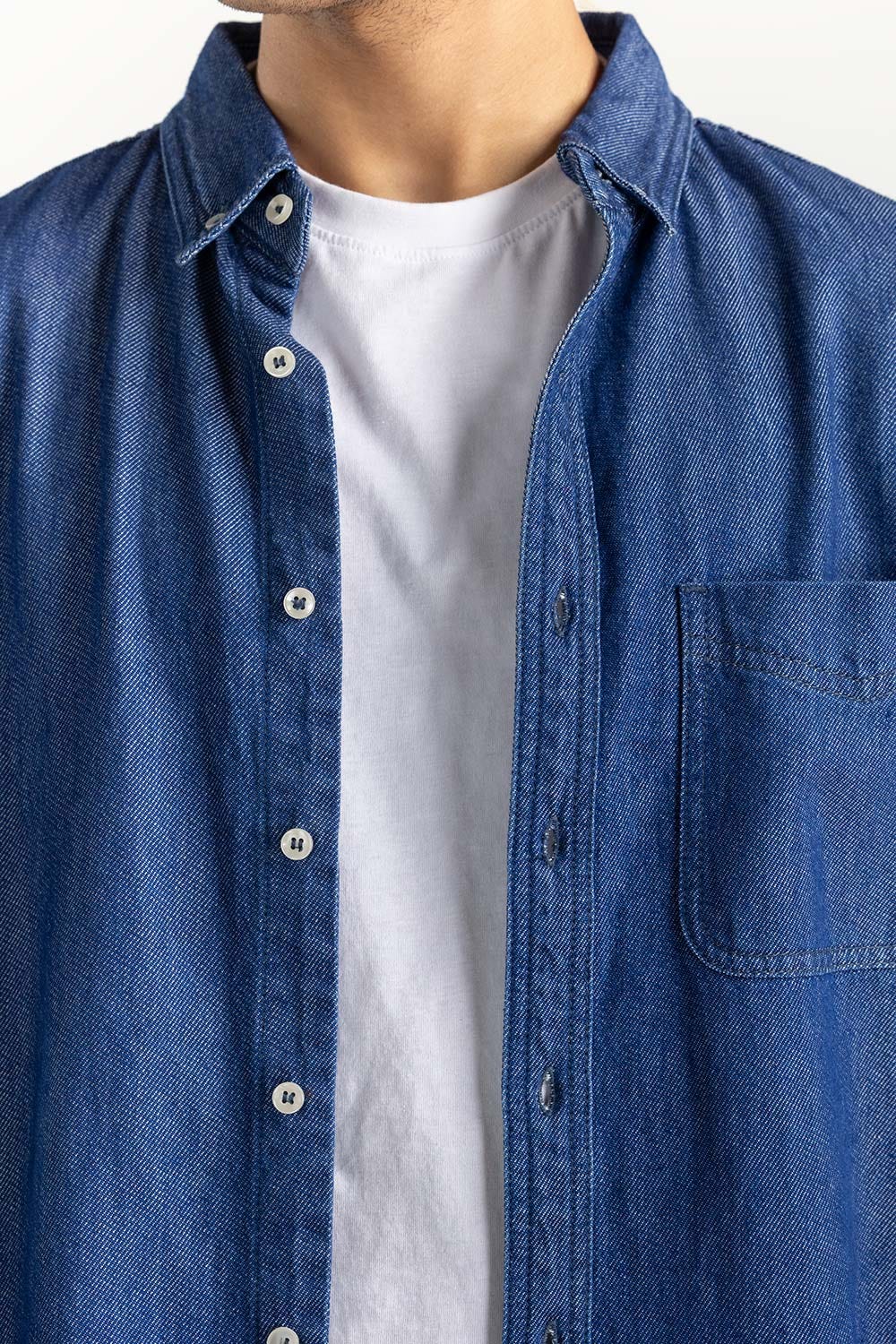 Blue Denim Overshirt 224-117-005