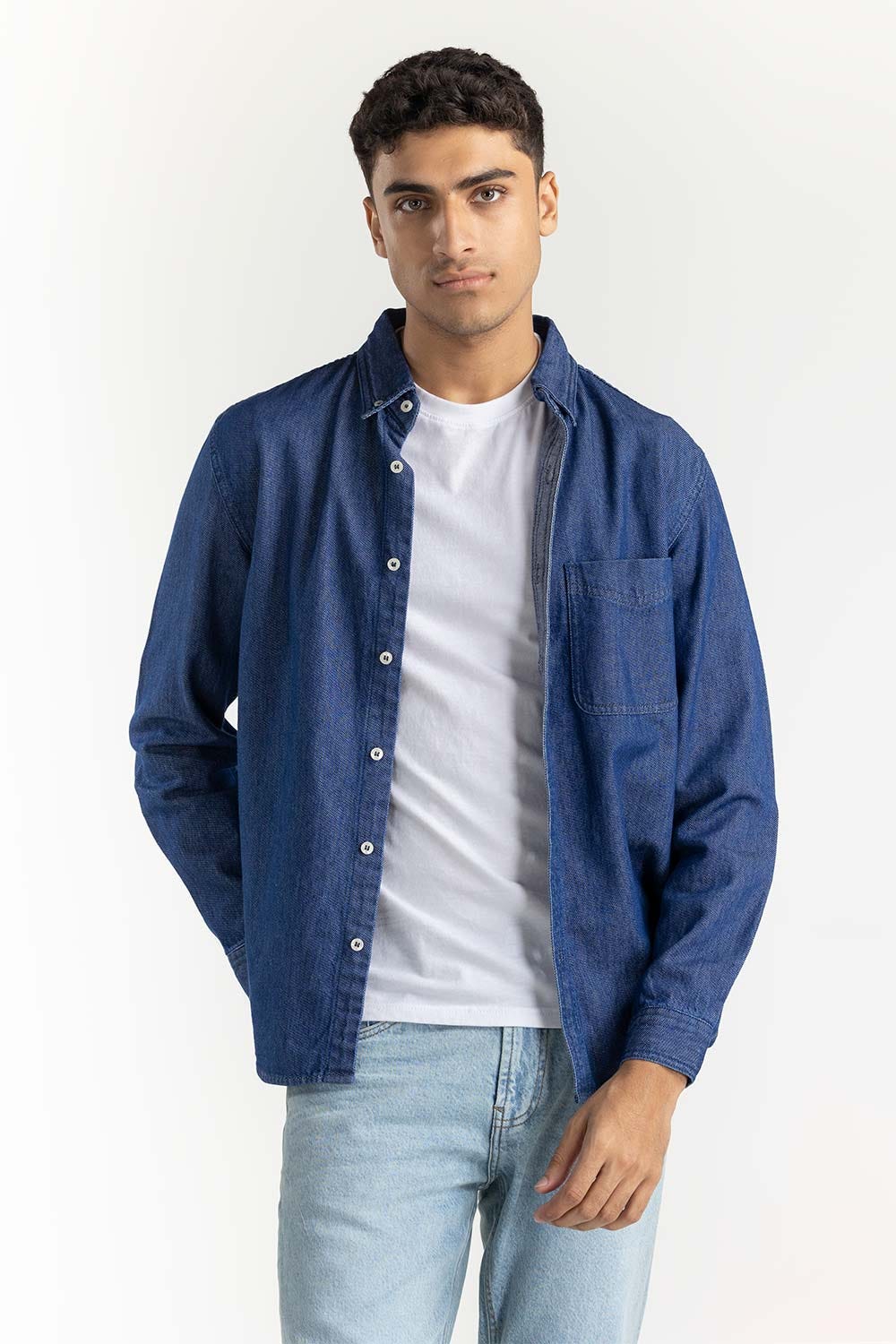 Blue Denim Overshirt 224-117-005