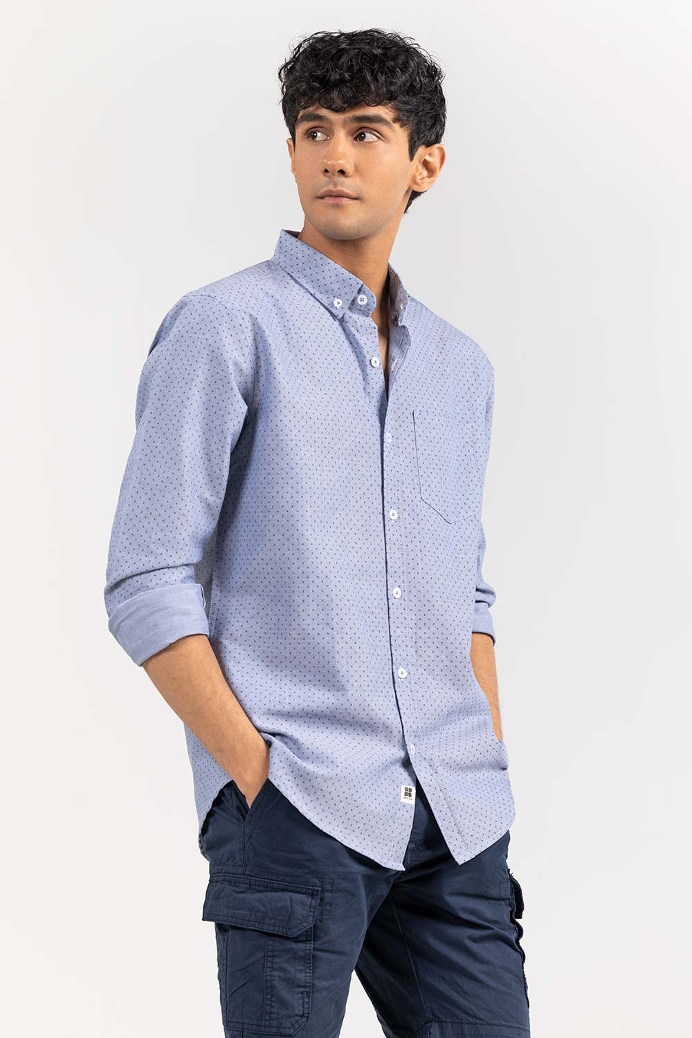 Blue Dobby Casual Shirt CS-YD22-007