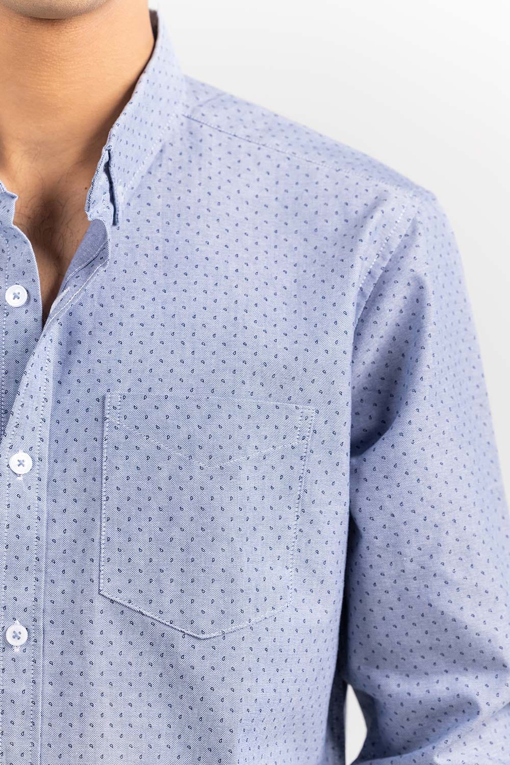 Blue Dobby Casual Shirt CS-YD22-007