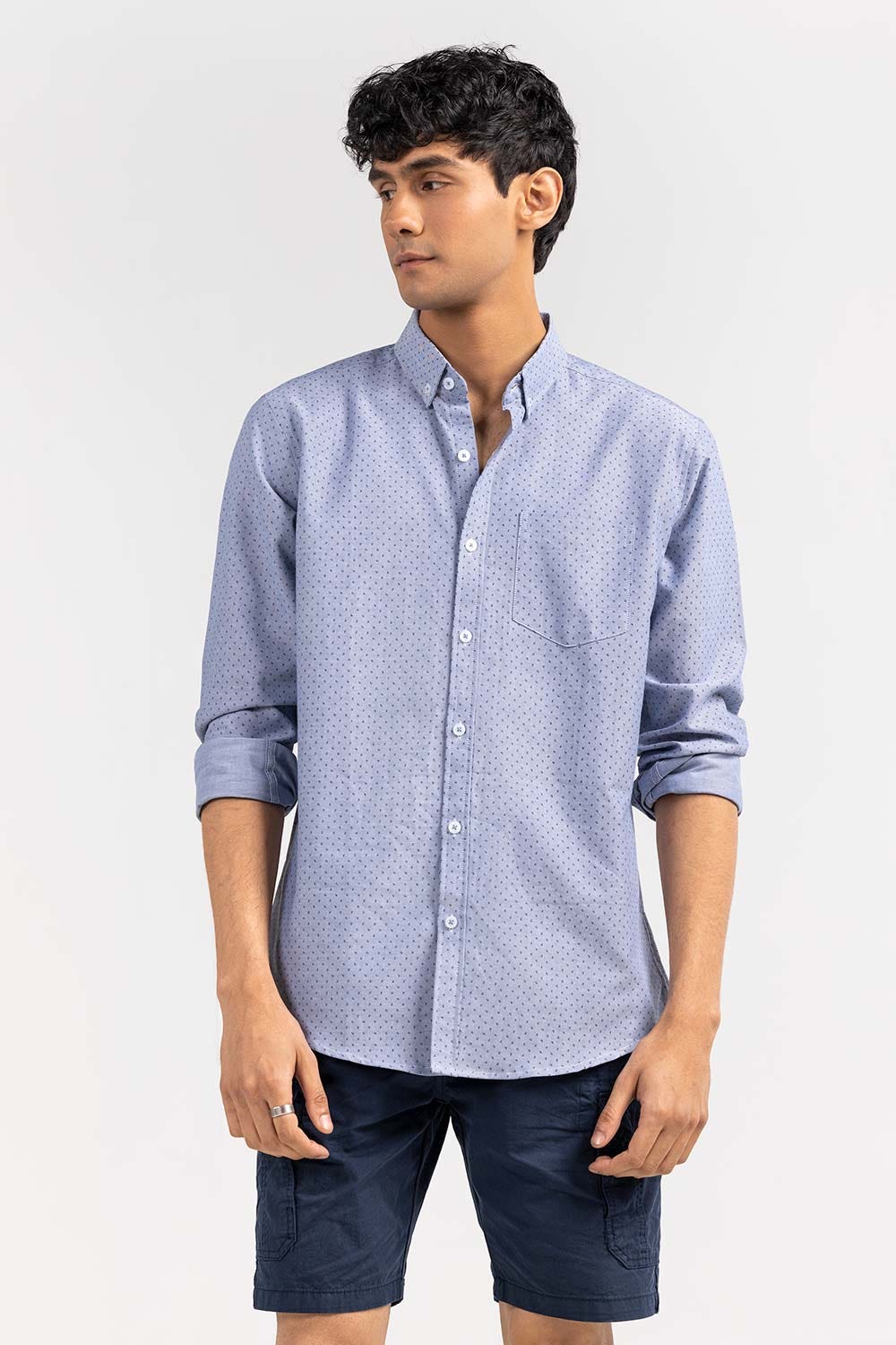 Blue Dobby Casual Shirt CS-YD22-007