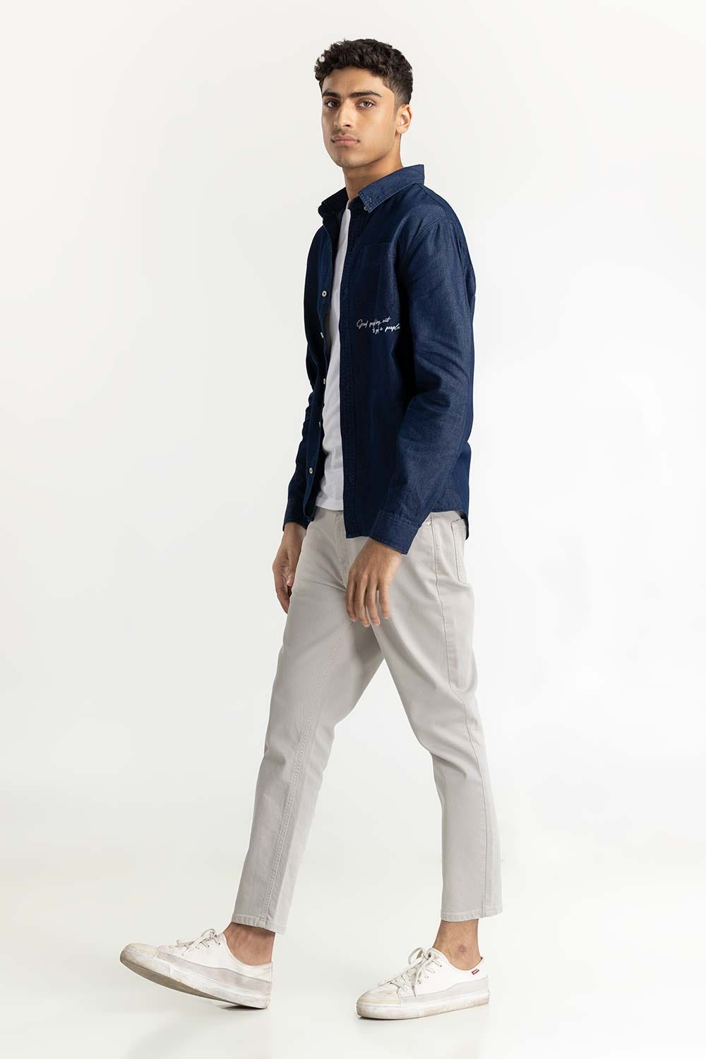 Blue Embroidered Overshirt 224-117-006