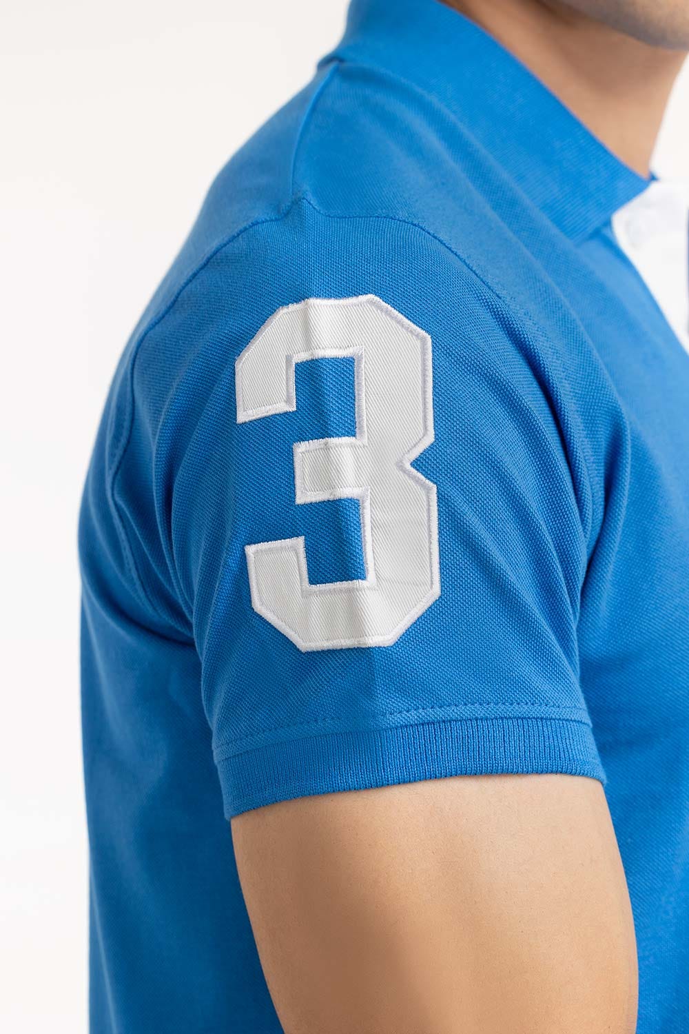 Blue Embroidered Polo PS-FPK23-180