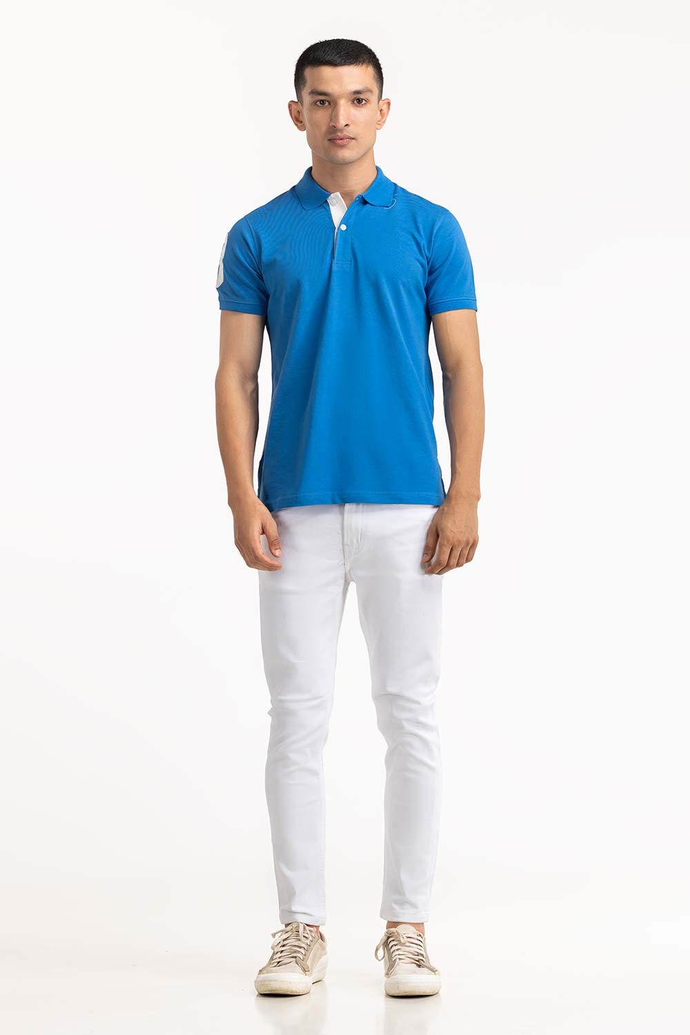 Blue Embroidered Polo PS-FPK23-180