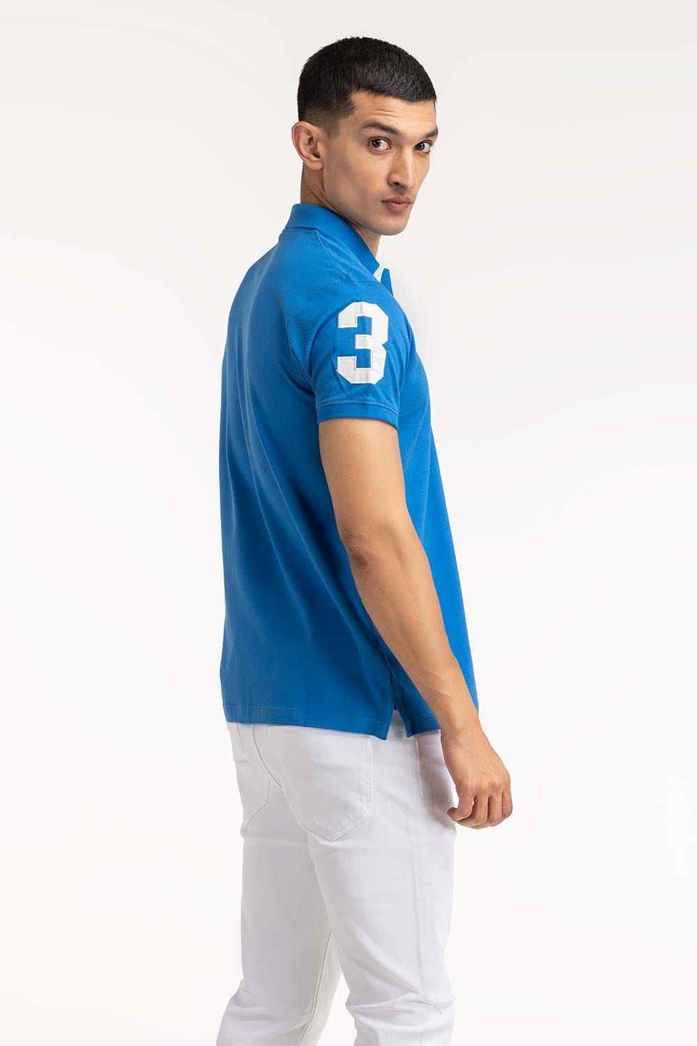 Blue Embroidered Polo PS-FPK23-180