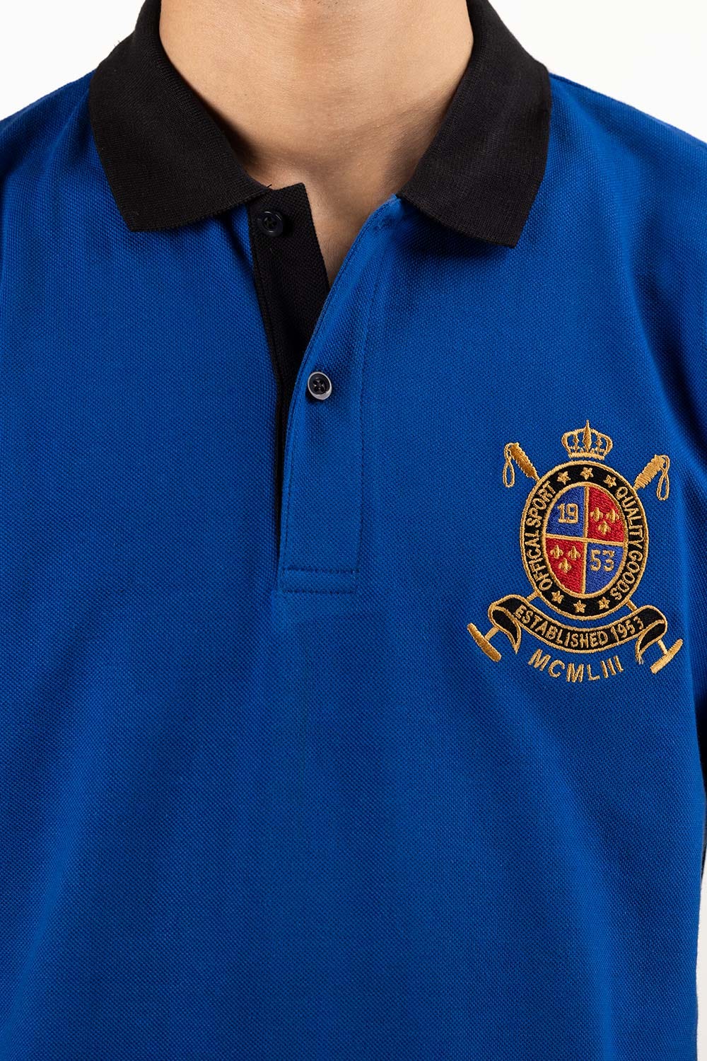 Blue Embroidered Polo PS-FPK23-248