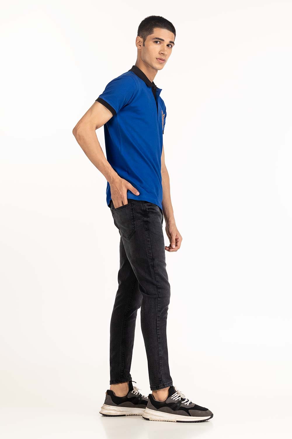 Blue Embroidered Polo PS-FPK23-248