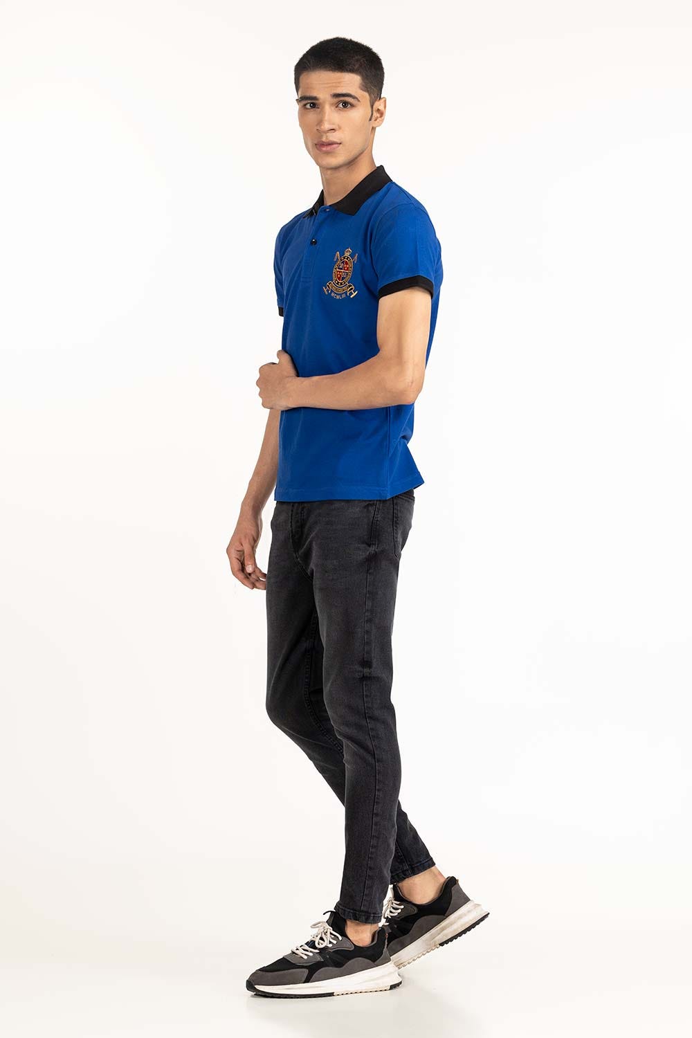Blue Embroidered Polo PS-FPK23-248