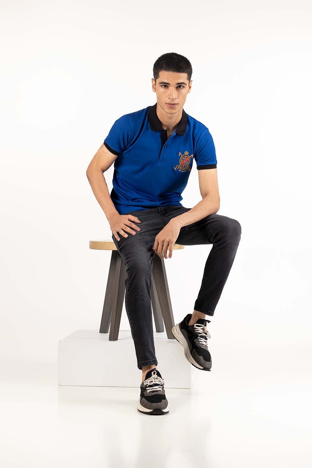 Blue Embroidered Polo PS-FPK23-248