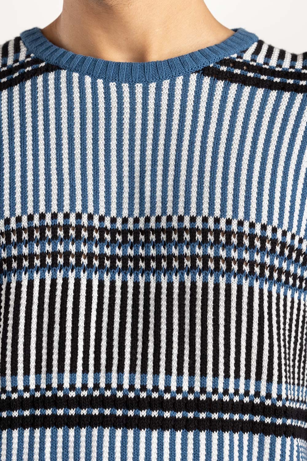 Blue Geometric Sweater 224-111-005