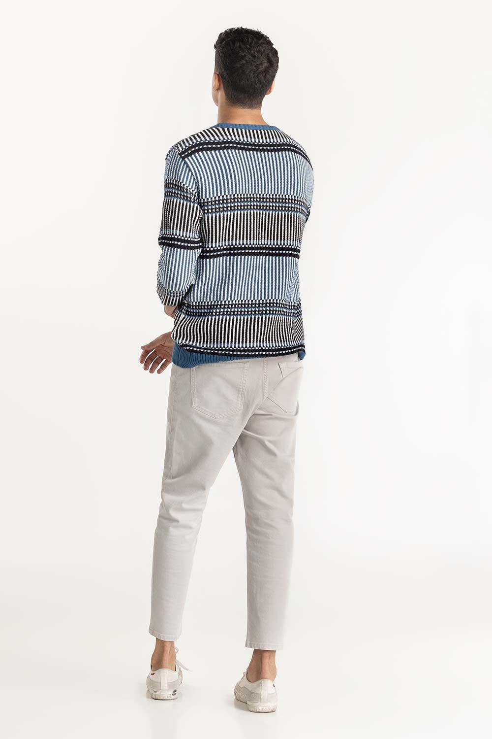 Blue Geometric Sweater 224-111-005