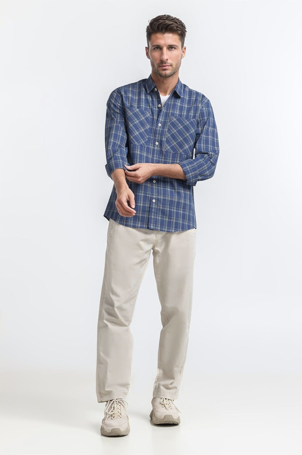 Blue Green Checkered Casual Shirt MN-CS-SS24-106