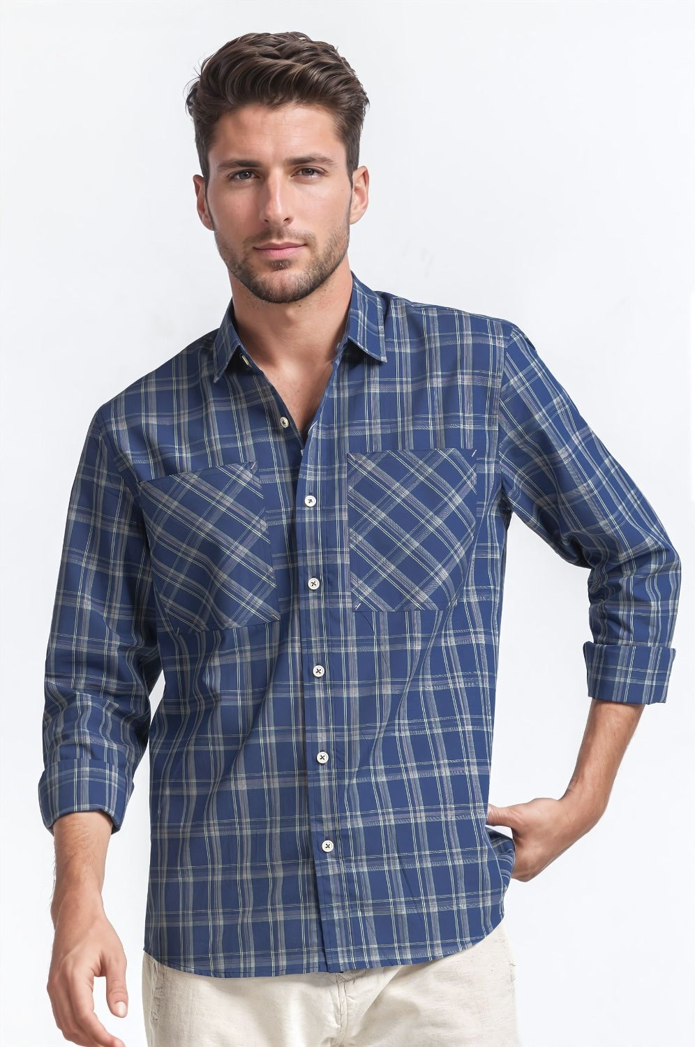 Blue Green Checkered Casual Shirt MN-CS-SS24-106