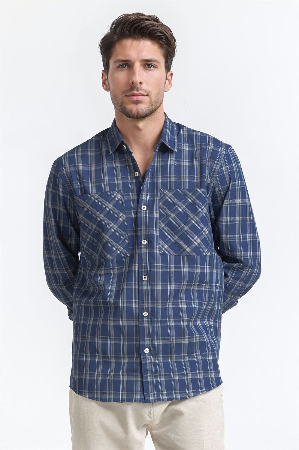 Blue Green Checkered Casual Shirt MN-CS-SS24-106