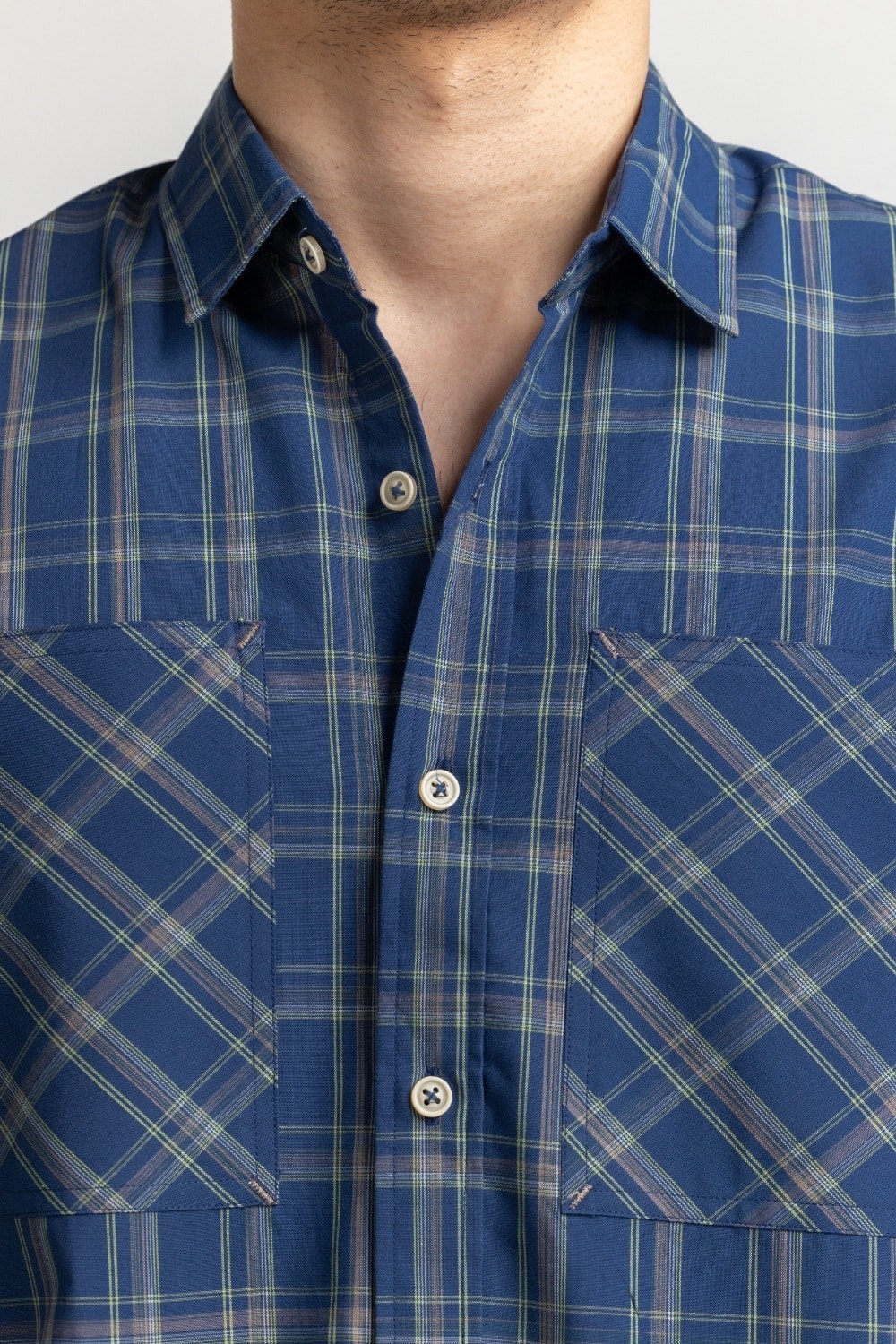 Blue Green Checkered Casual Shirt MN-CS-SS24-106
