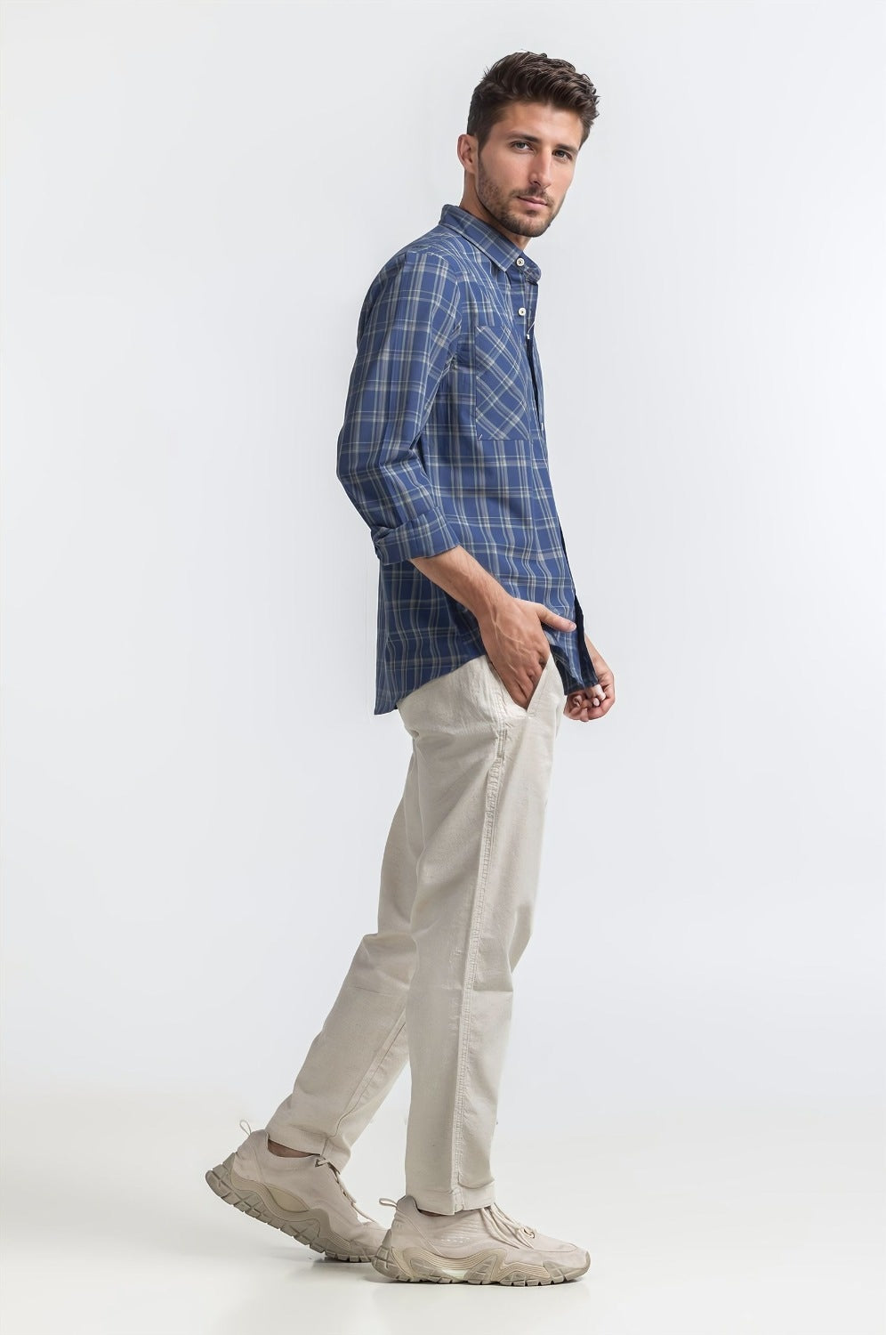 Blue Green Checkered Casual Shirt MN-CS-SS24-106