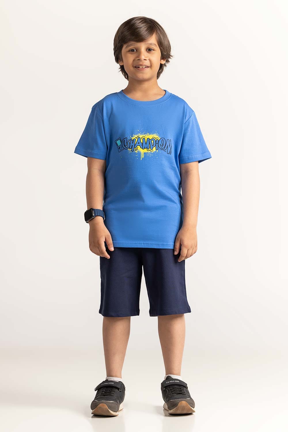 Blue Junior Boy Knit Printed Tee JB-TS-SS24-030
