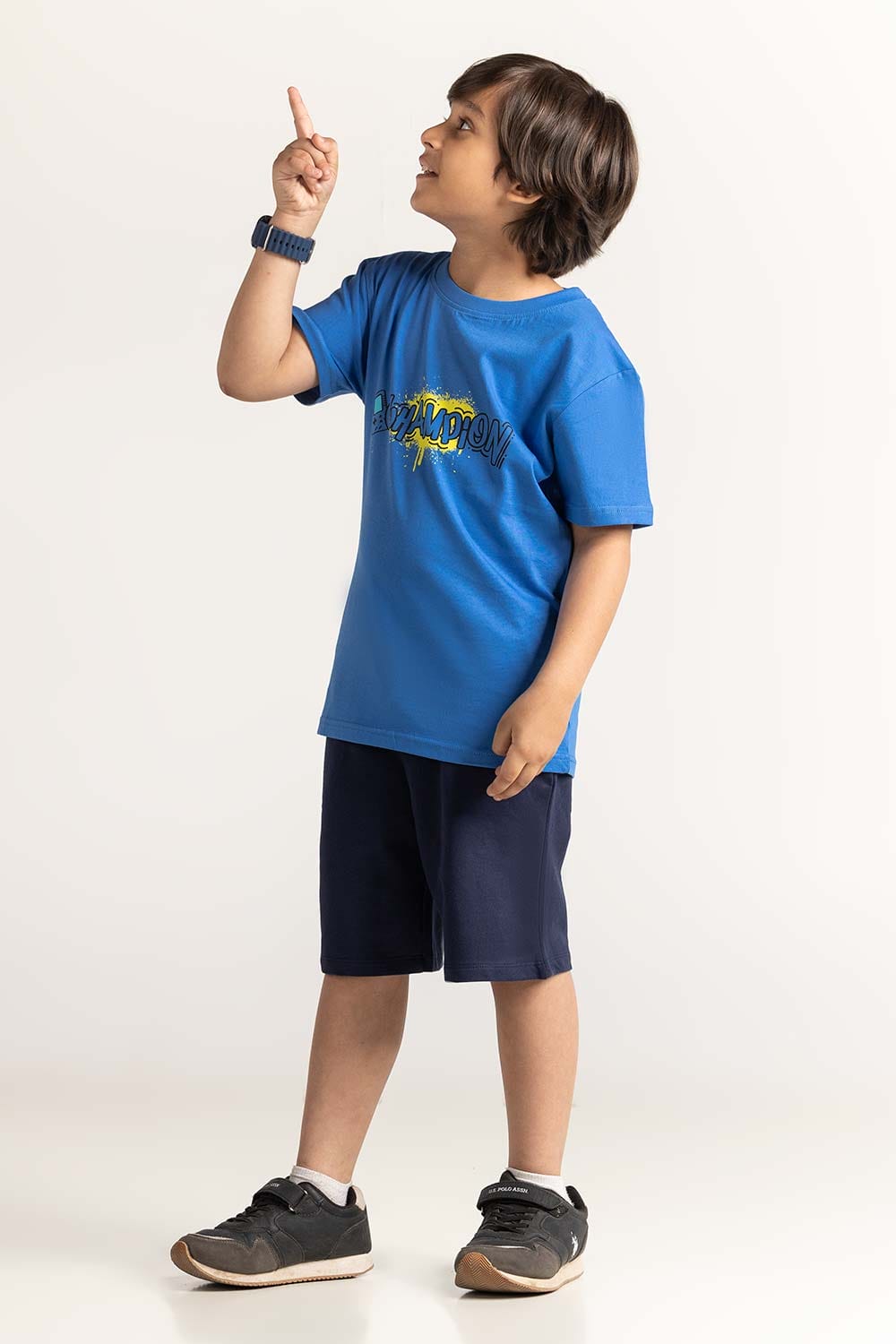 Blue Junior Boy Knit Printed Tee JB-TS-SS24-030