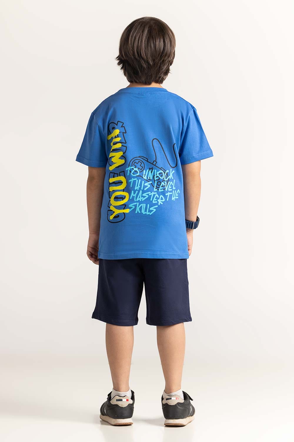 Blue Junior Boy Knit Printed Tee JB-TS-SS24-030