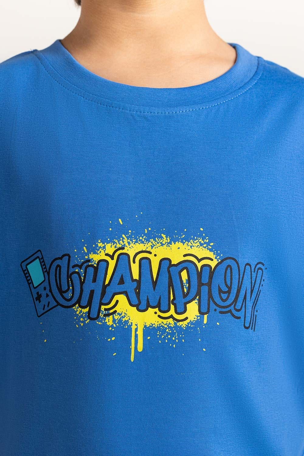 Blue Junior Boy Knit Printed Tee JB-TS-SS24-030