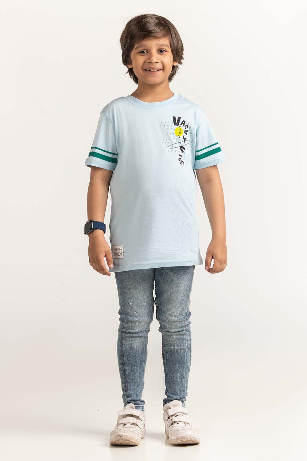 Blue Junior Boy Knit Printed Tee JB-TS-SS24-041