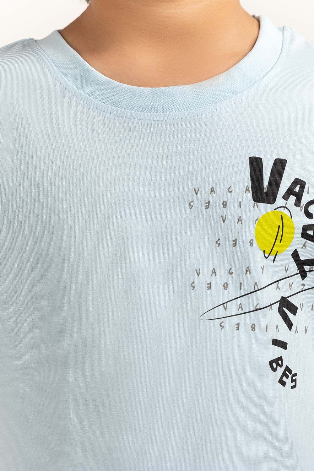 Blue Junior Boy Knit Printed Tee JB-TS-SS24-041