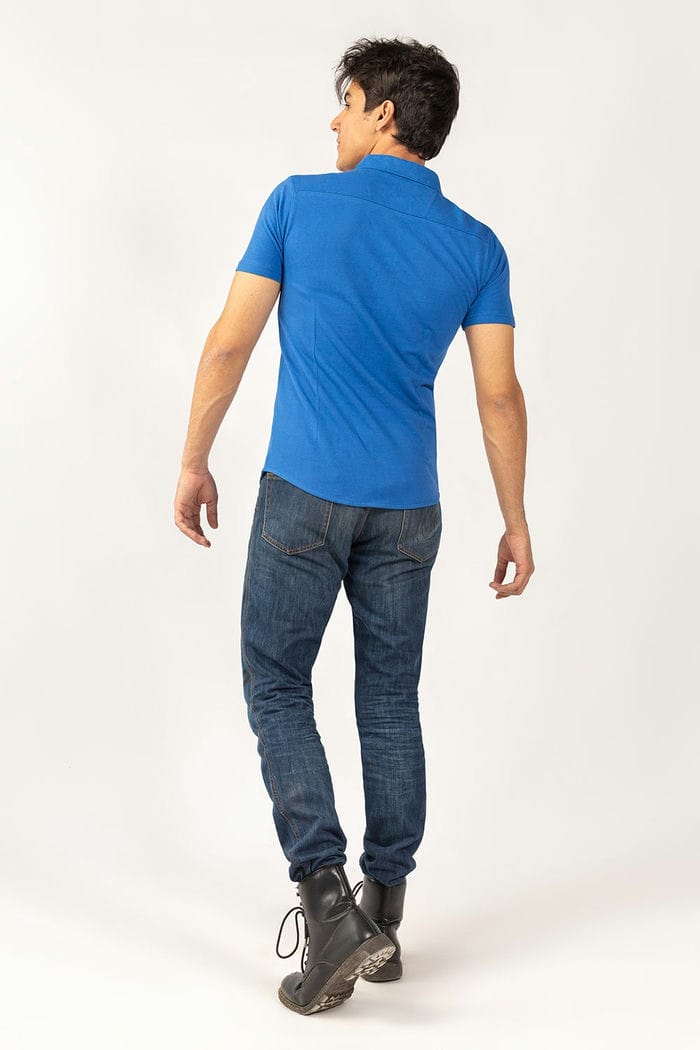 Blue Knitted Casual Shirt HS-CS-KNIT-D13