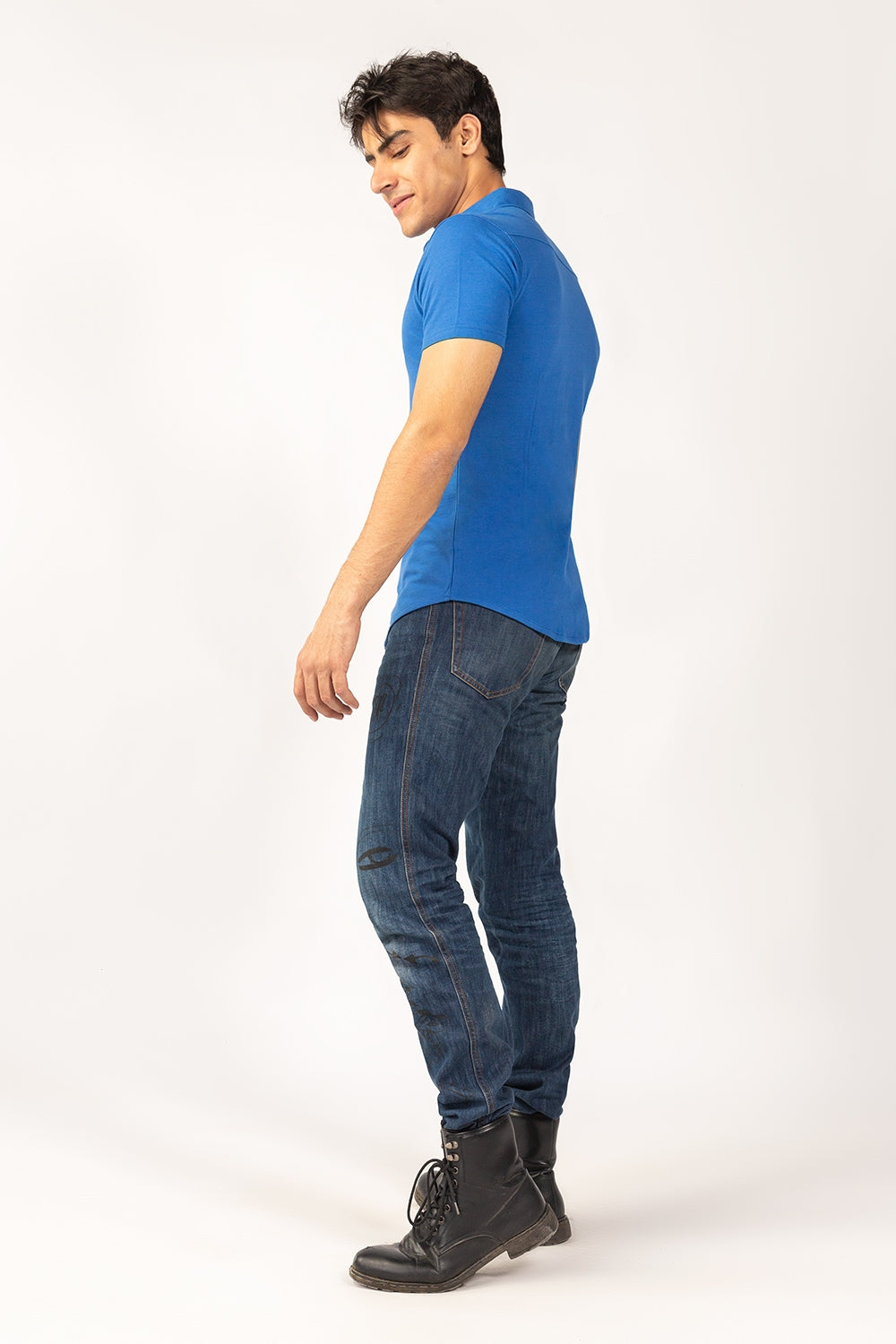 Blue Knitted Casual Shirt HS-CS-KNIT-D13