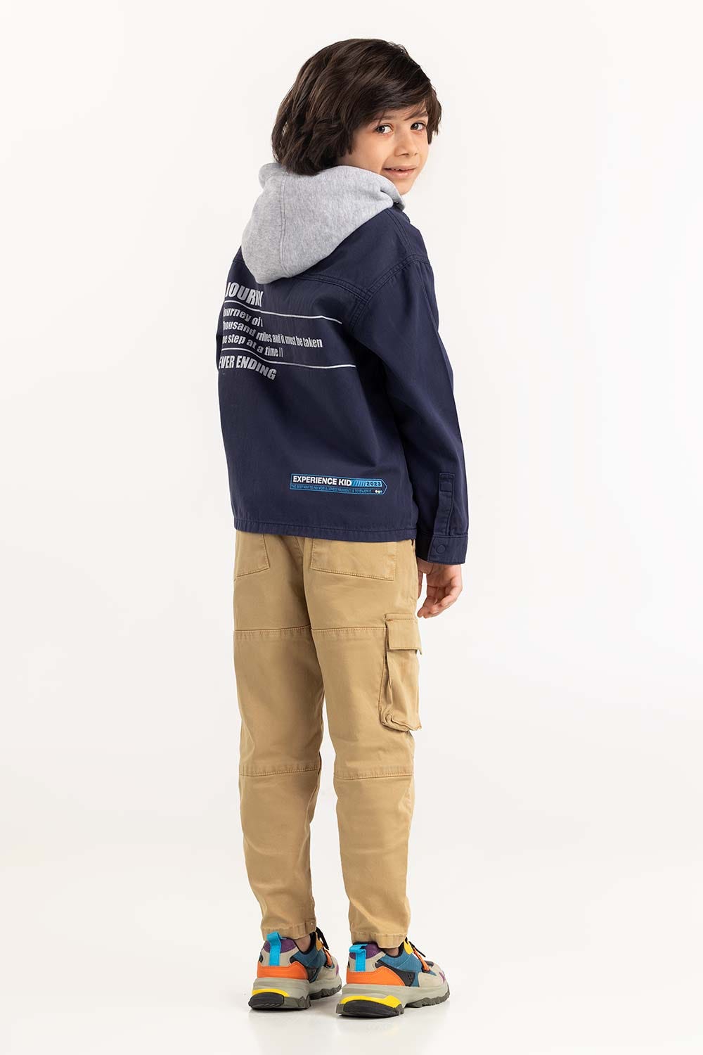 Junior Boy Blue Overshirt With Removable Hood 224-317-005