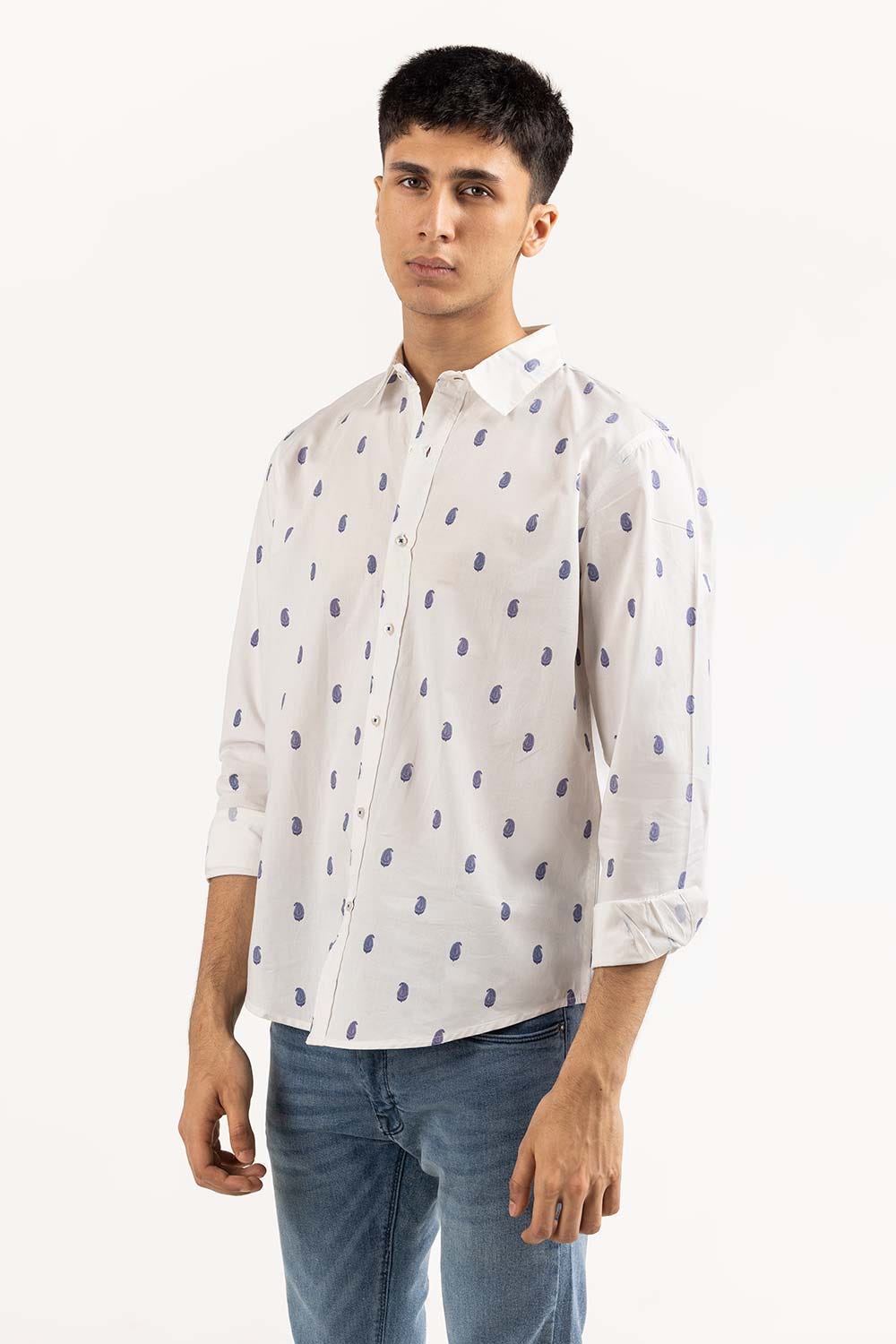 Blue Paisley Printed Casual Shirt CS-PRT22-009