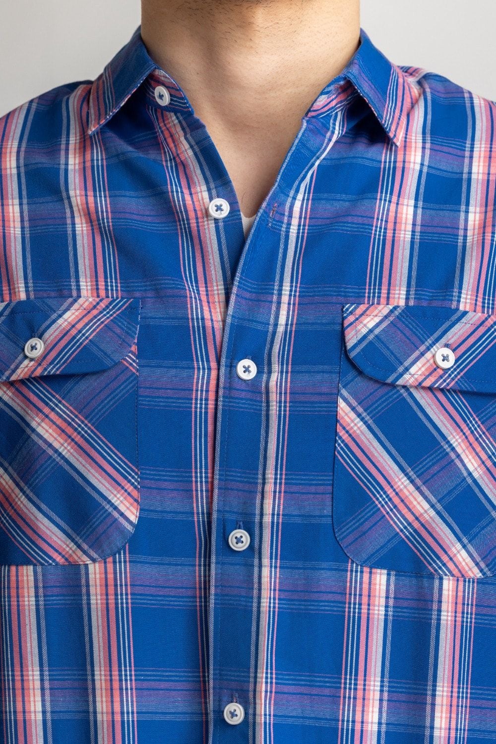 Blue Pink Checkered Casual Shirt MN-CS-SS24-107